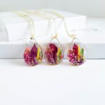 August birthflower necklace, personalized birthday gift, pressed flower jewelry, Gladiolus flower - Image 2