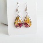 Pressed flower earrings, gift for her, real dried flower earrings, tear drop earrings, resin jewelry, mother's day gift - Image 4