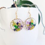 Wildflower earrings, Pressed flower resin earrings, handmade jewelry gift, nature lover gift - Image 2