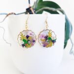Wildflower earrings, Pressed flower resin earrings, handmade jewelry gift, nature lover gift - Image 5